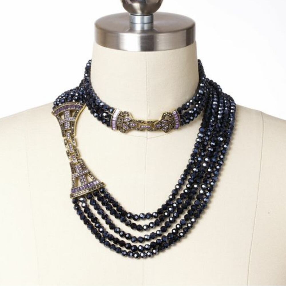 Heidi Daus Midnight Blue & Purple Multi Strand Convertible Necklace Bracelet